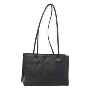 Authentic FENDI Shoulder Bag Leather Black